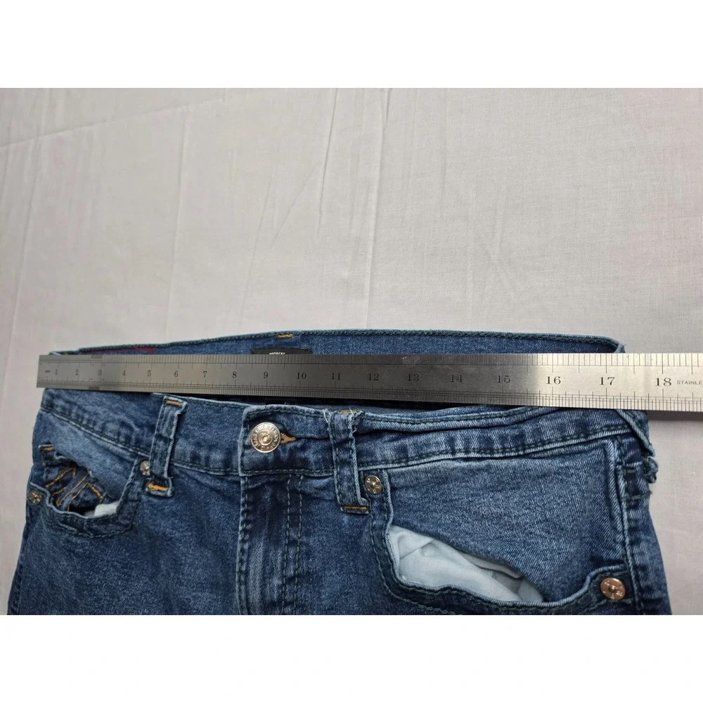 True Religion Ricky Jeans Men's 34 Blue Denim Stretch Relaxed Fit Straight Leg